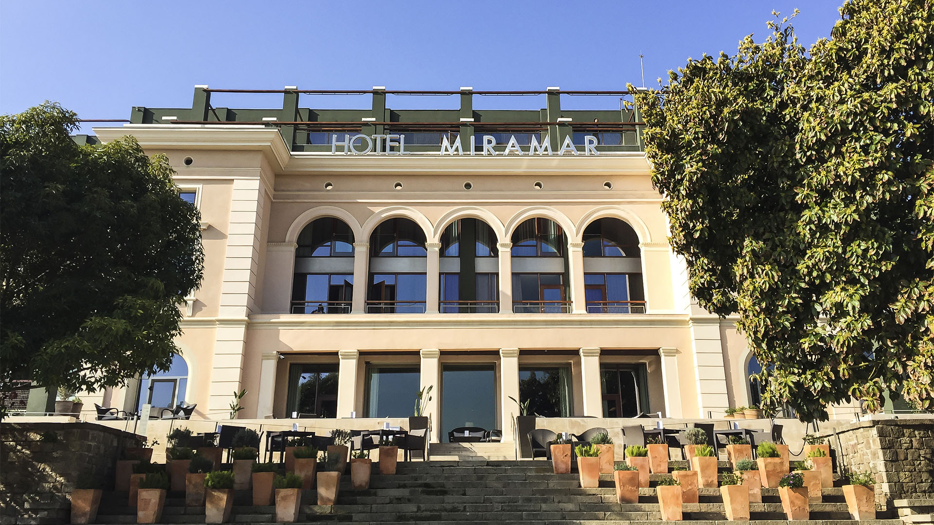 Das Hotel Miramar am Parque del Mirador del Poble-sec am Montjuïc Barcelona.