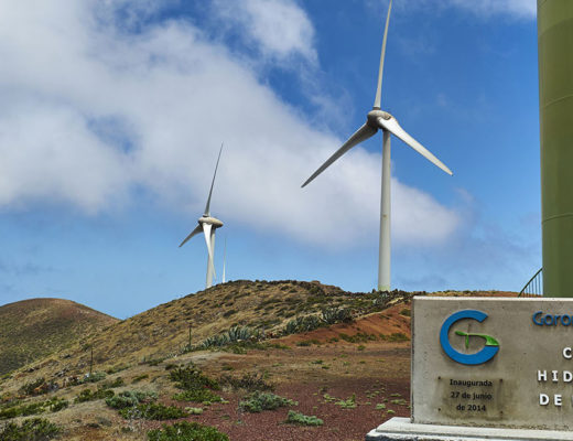 Wind- und Pumpspeicherkraftwerk Gorona del Viento El Hierro.