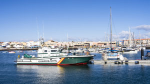 Guardia Civil Patrouillen Boot in Corralejo Fuerteventura.