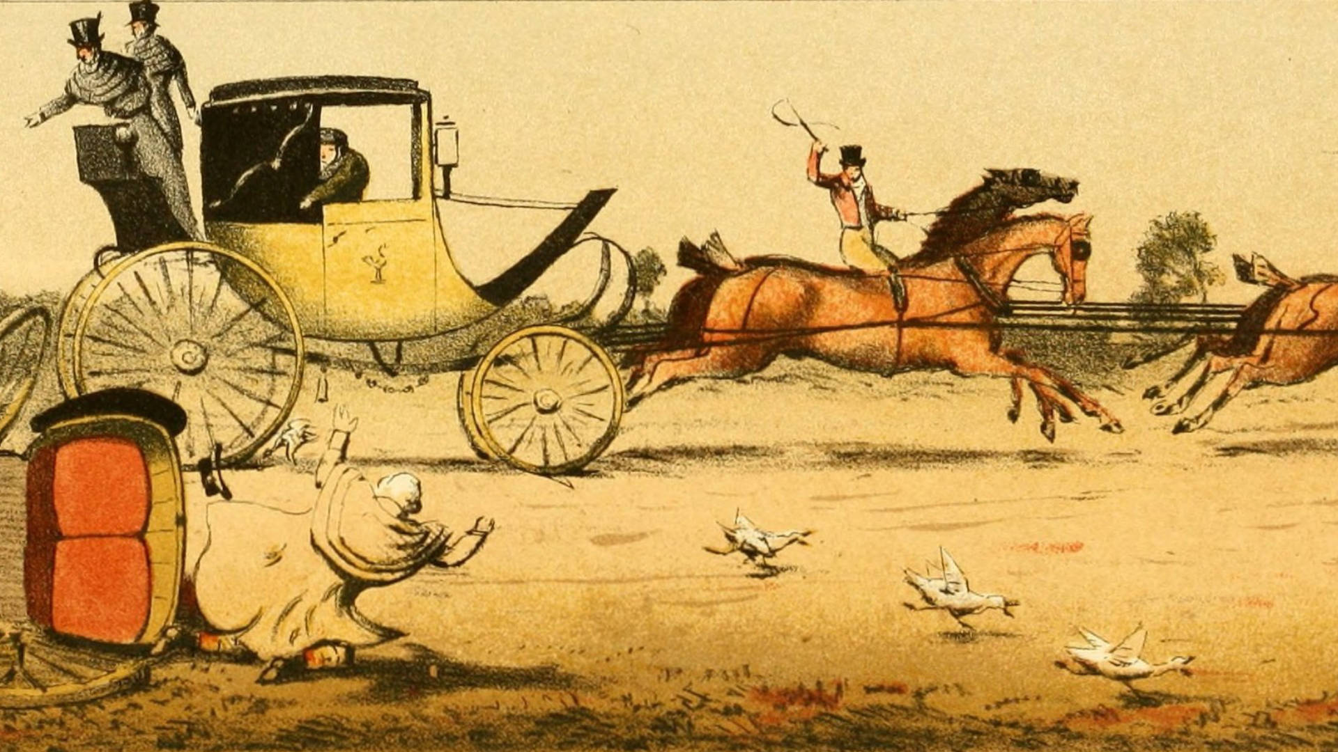 Darstellung einer britischen Postchais in einem Stich von 1876.