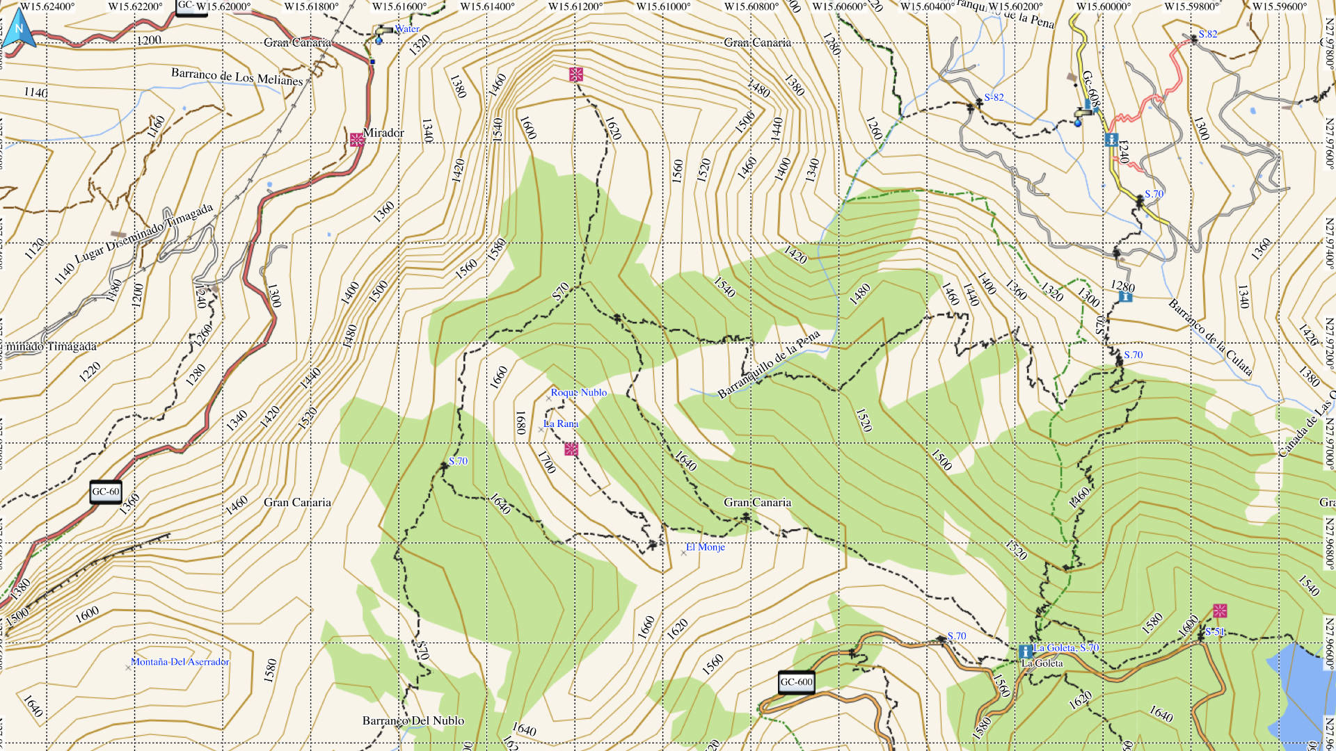 Topographie Roque Nublo Gran Canaria.