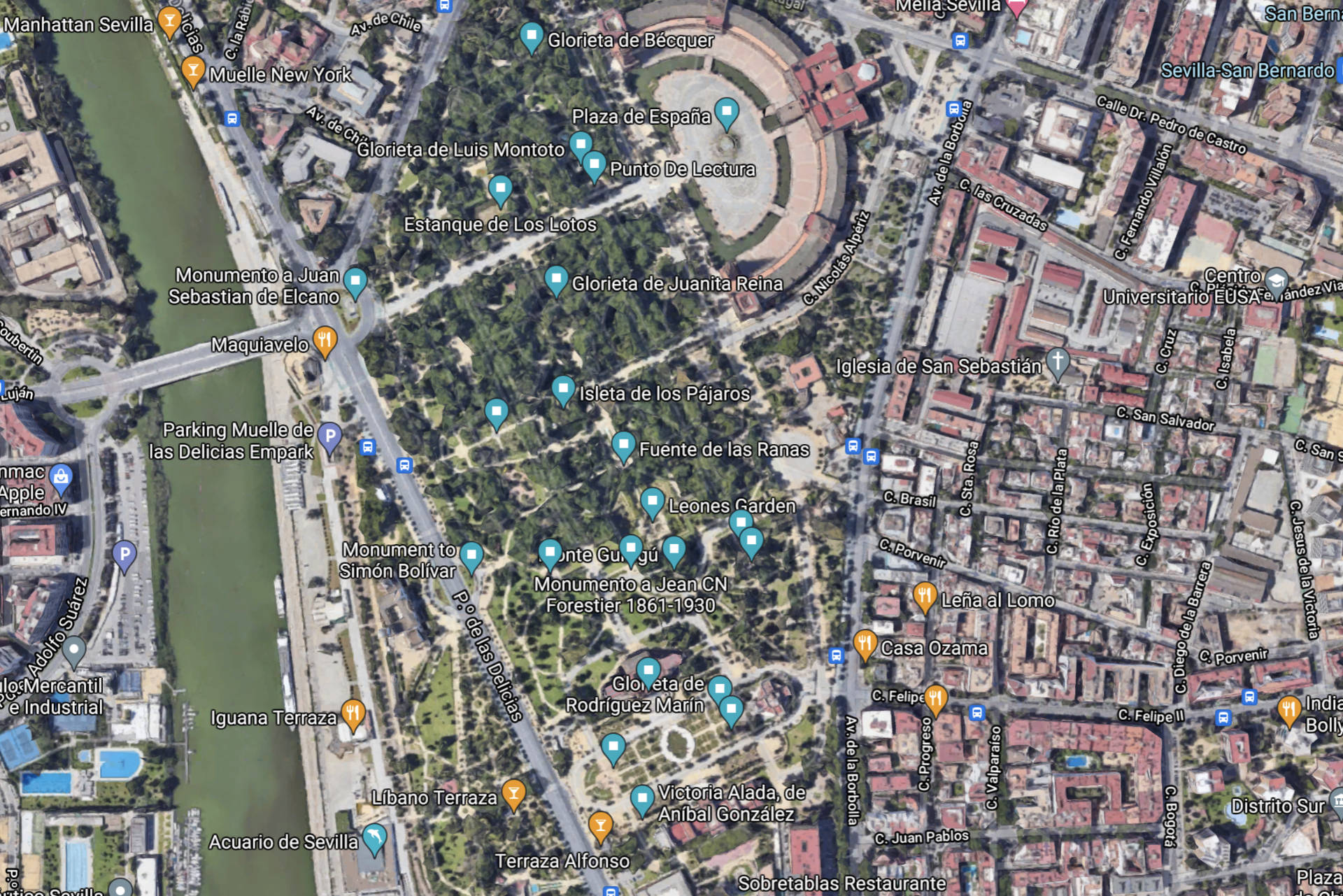 Highlights des Parque de María Luisa Sevilla auf der Google Maps Liste von !Viva-España!