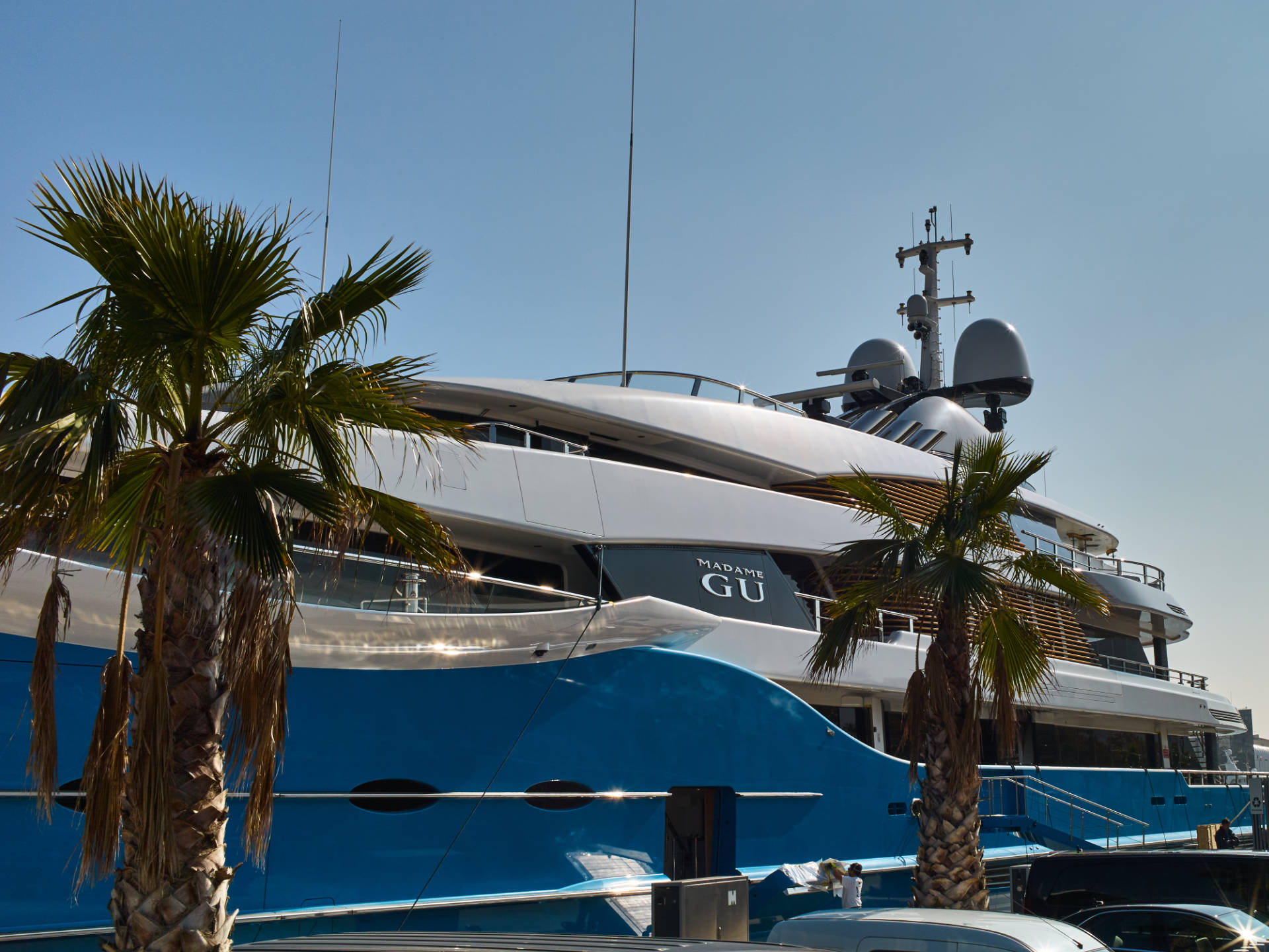 Barcelona – Port Vell, Superyacht Madame Gu + Dilbar.