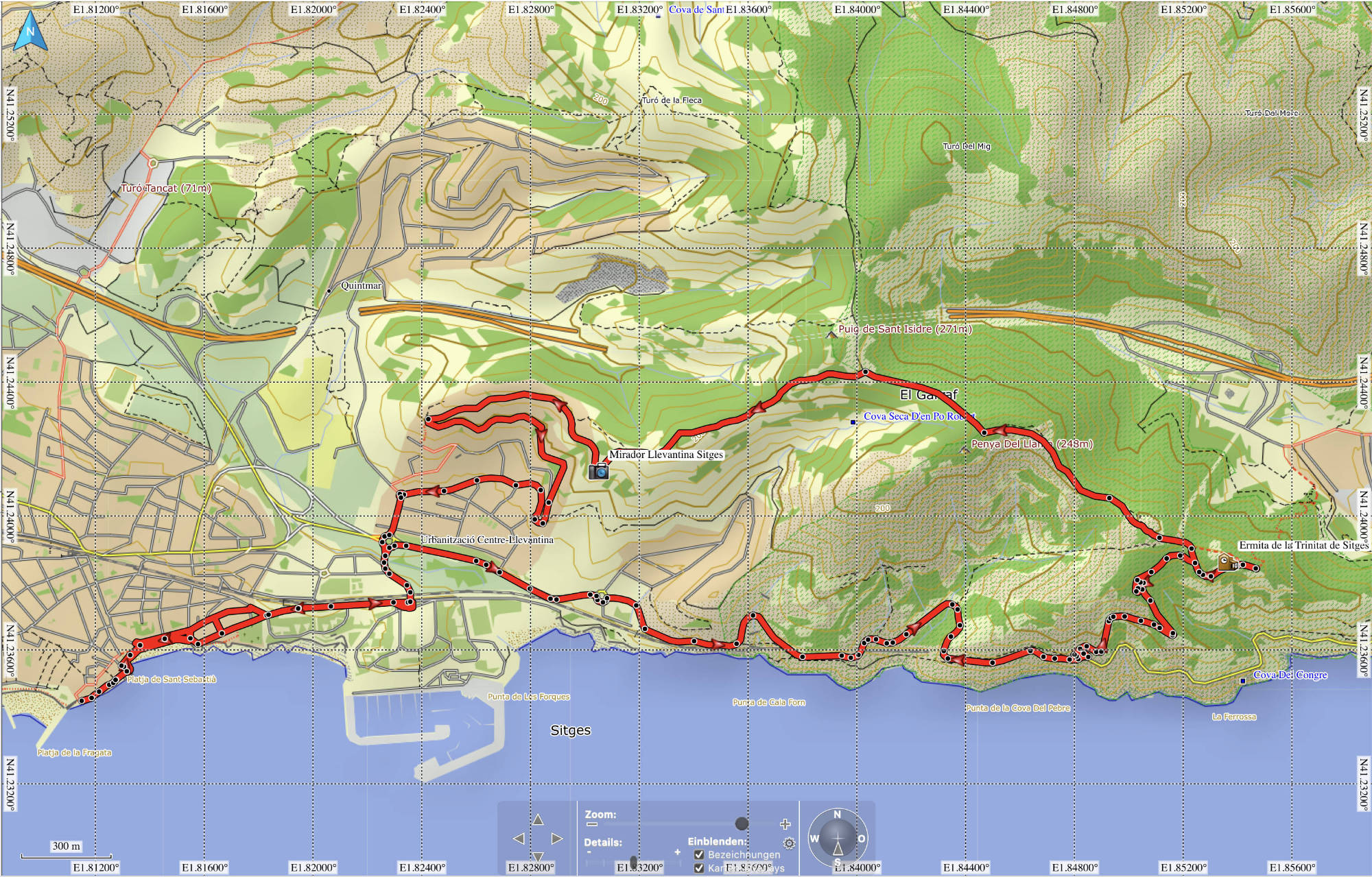 Route Ermita de Trinitat de Sitges.