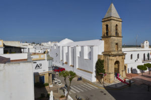 Der Plaza de la Constitución von der Dachterrasse des CorkerSpace.