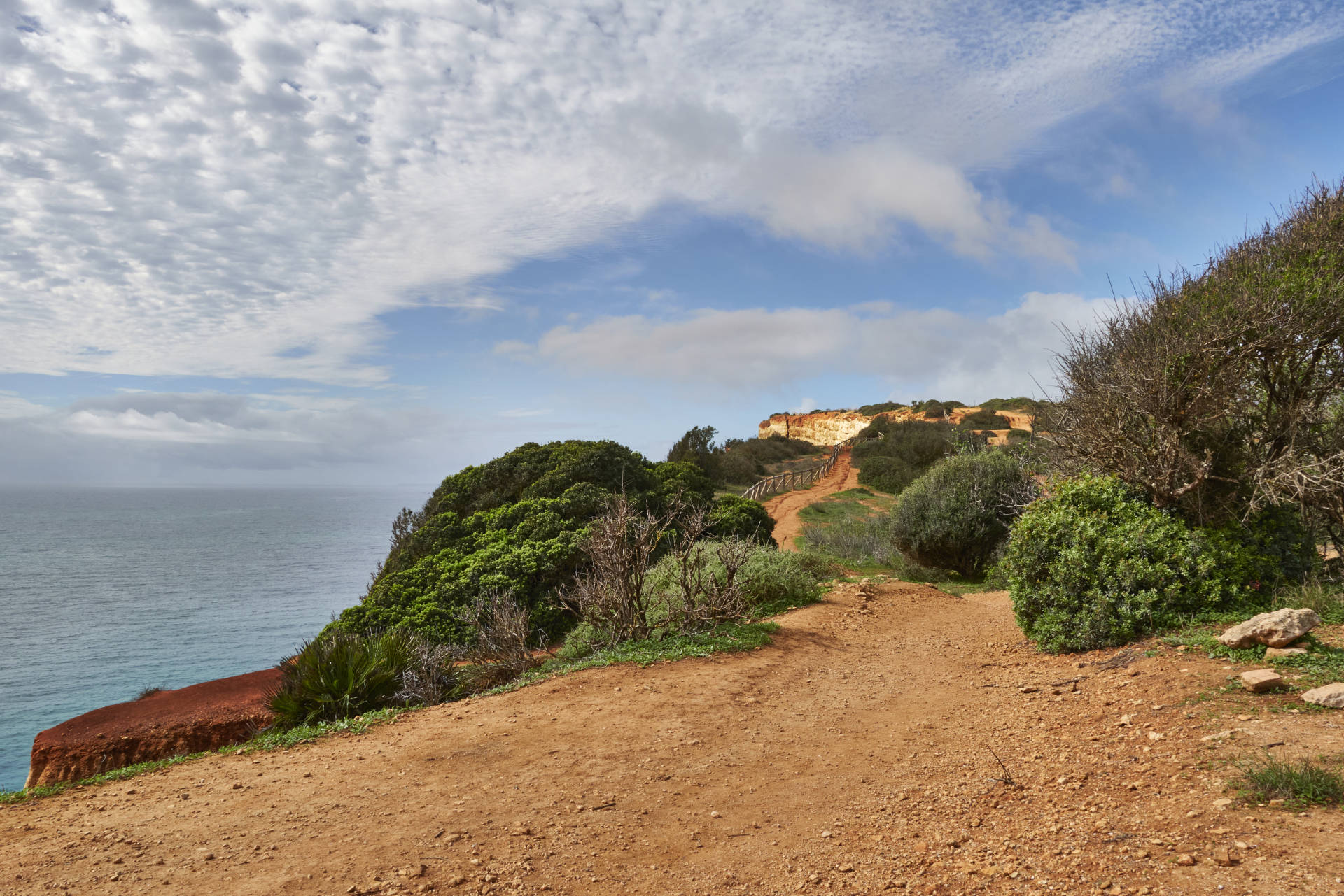 Mit Tempo immer an den Klippen in einem angenehemen Auf und Ab Richtung Ponta da Piedade.